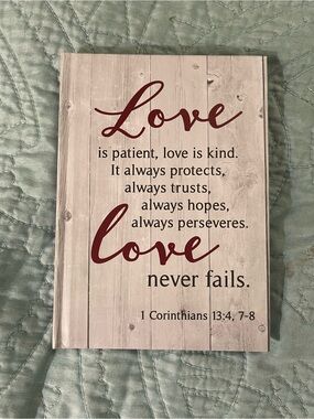 Small Love Hardcover Journal - Cream Woodgrain with Burgundy Script